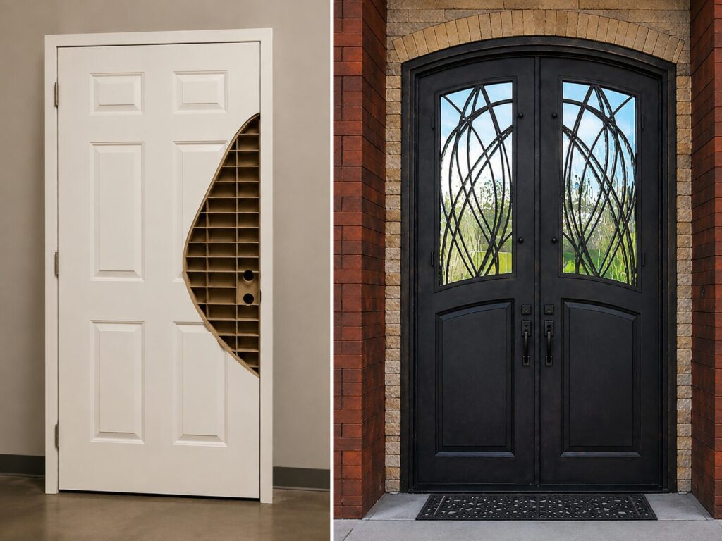 Hollow Core to Ornate Iron Doors
